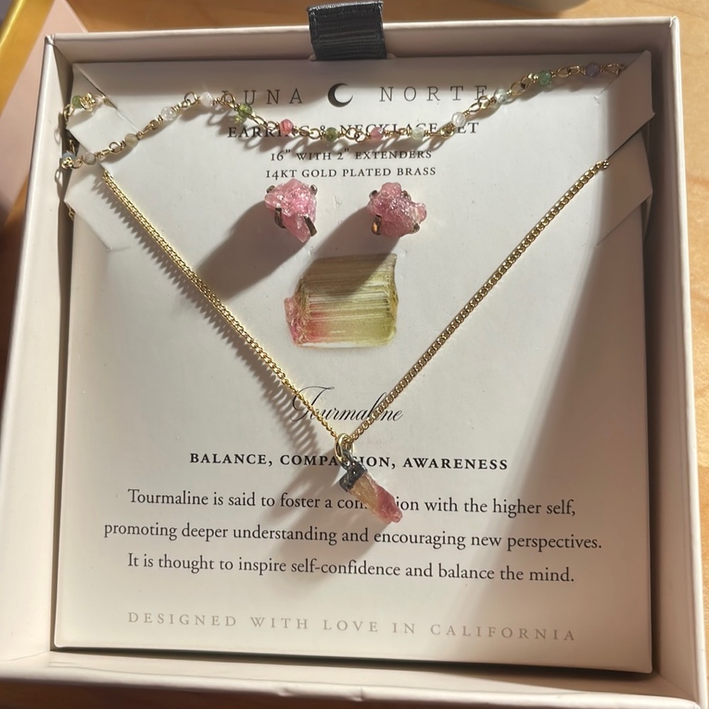 Like Norte Tourmaline Crystal Earring and Necklace Set